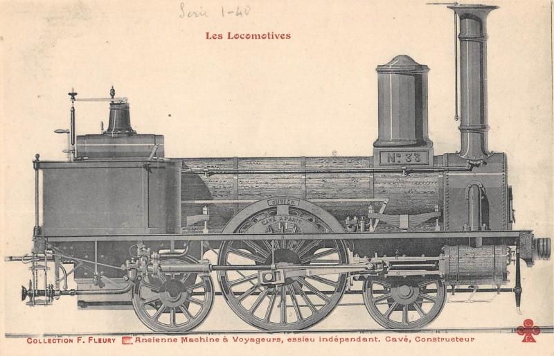 Carte postale ancienne Train - Les Locomotives - Ancienne Machine A Voyageurs - Cave Constructeur
