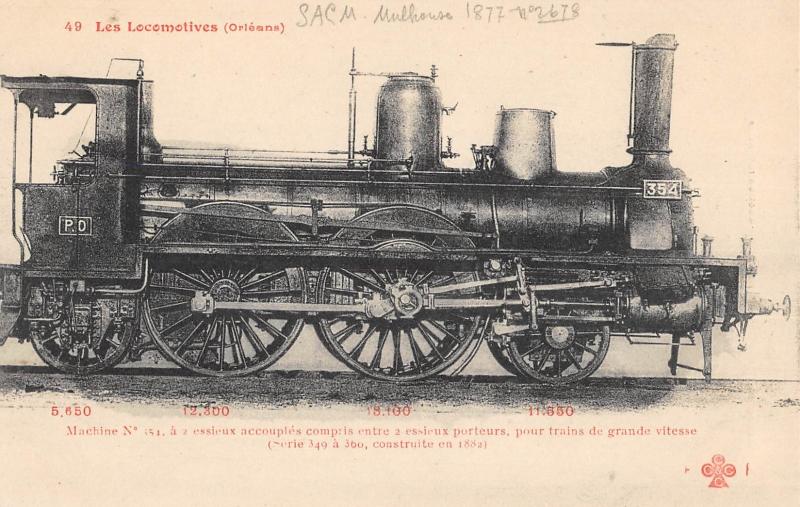 Carte postale ancienne Train - Les Locomotives (Orleans) - Machine N°354