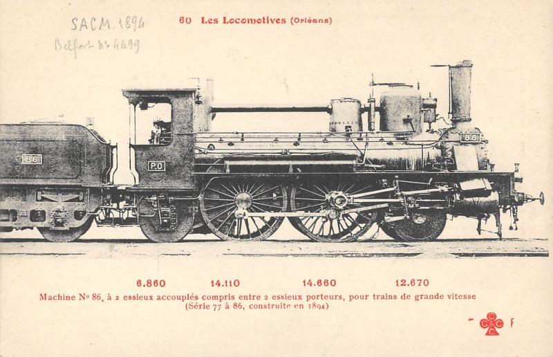 Carte postale ancienne Train - Les Locomotives (Orleans) - Machine N°86