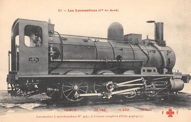Carte postale ancienne Les Locomotives - Cie Du Nord - Locomotive A Marchandises N°4051