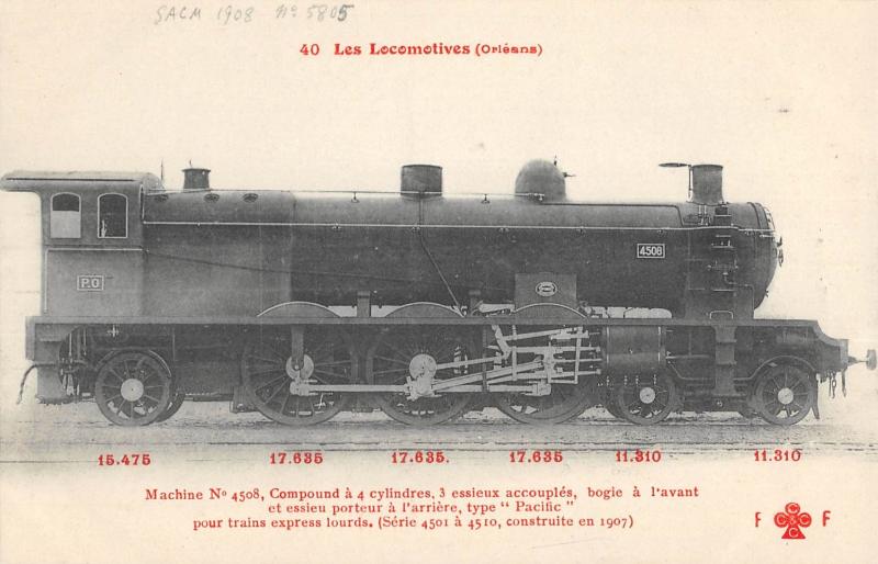 Carte postale ancienne Les Locomotives - (Orleans)  - Machine N°4508
