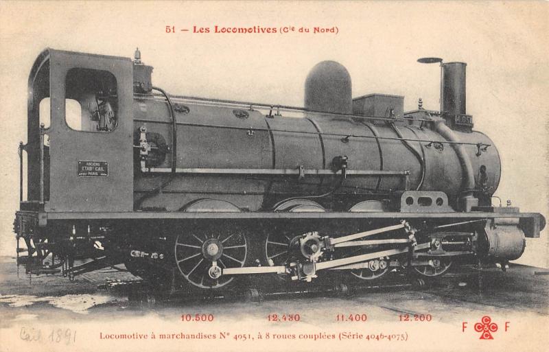Carte postale ancienne Les Locomotives - Cie Du Nord - Locomotive A Marchandises N°4051