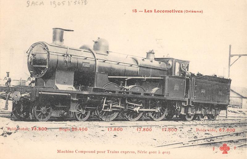 Carte postale ancienne Les Locomotives - Orleans - Machine Compound Pour Trains Express