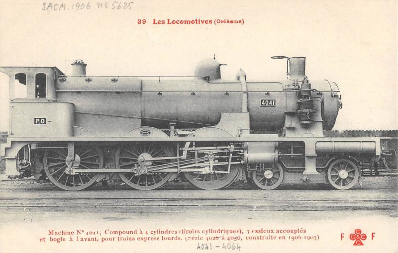 Carte postale ancienne Les Locomotives - Orleans - Machine N°4041