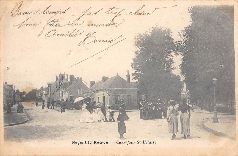 Carte postale ancienne Nogent Le Rotrou - Carrefour Saint Hilaire à Nogent-le-Rotrou