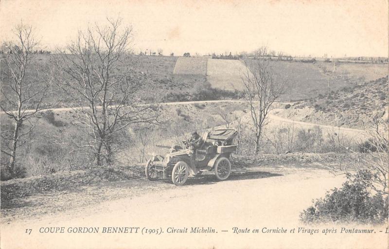 Carte postale ancienne Circuit Michelin - Coupe Gordon Benett 1905 - Route En Corniche