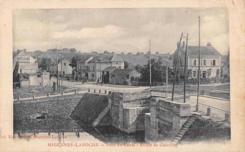 Carte postale ancienne Migennes Laroche - Pont Du Canal - Route De Charmoy à Charmoy
