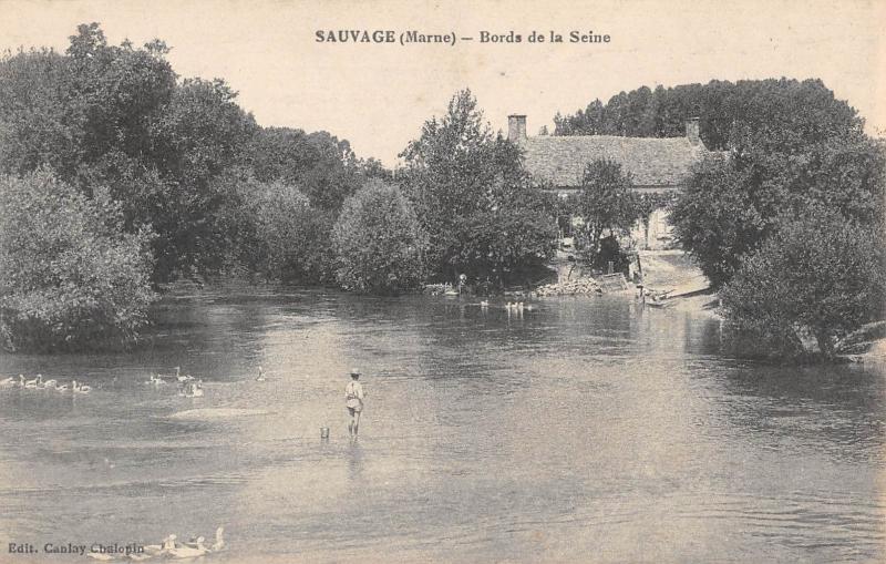 Carte postale ancienne Sauvage - Bords De La Seine