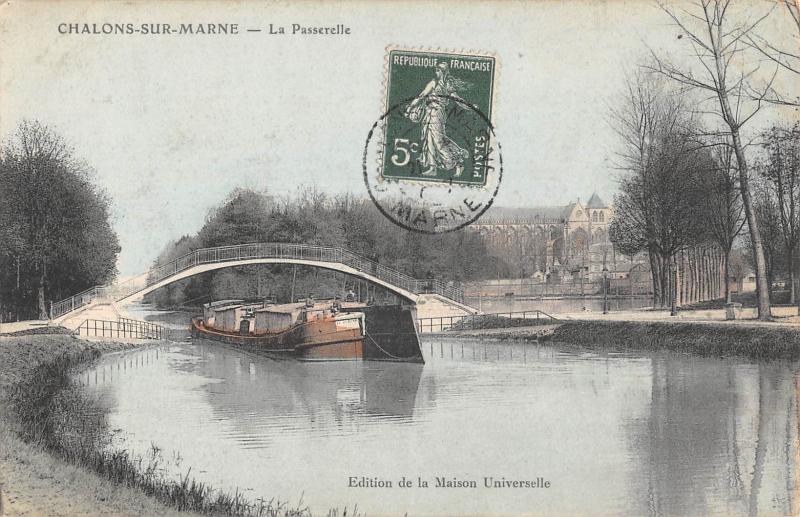 Carte postale ancienne Chalons Sur Marne - La Passerelle