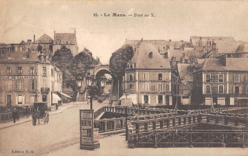 Carte postale ancienne Le Mans - Pont En X au Mans