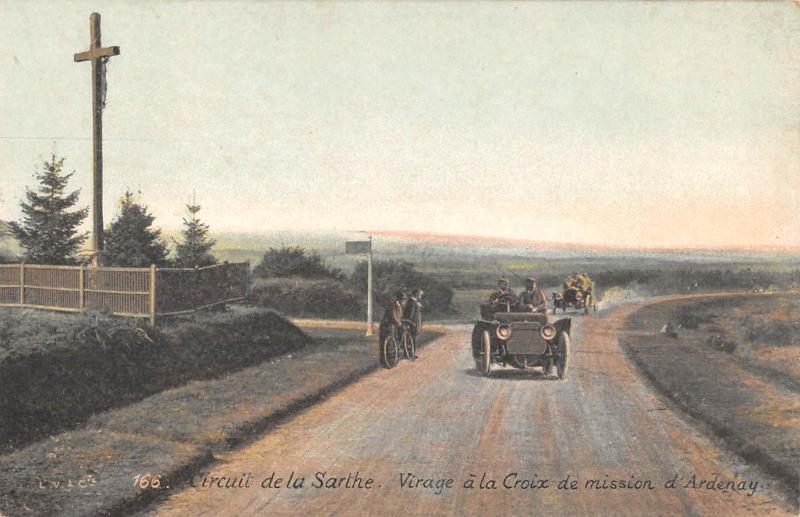 Carte postale ancienne Circuit De La Sarthe - Virage A La Croix De Mission D'Ardenay à Ardenay-sur-Mérize