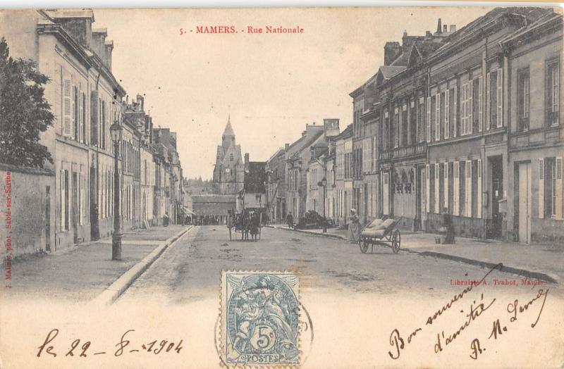 Carte postale ancienne Mamers - Rue Nationale à Mamers