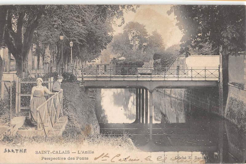 Carte postale ancienne Saint Calais - L'Anille - Perspective Des Ponts à Saint-Calais