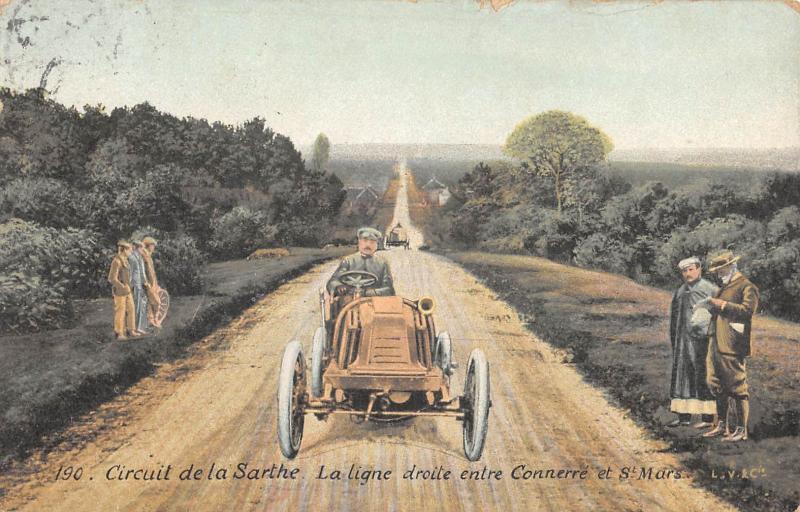 Carte postale ancienne Circuit De La Sarthe - La Ligne Droite Entre Connerre Et Saint Mars
