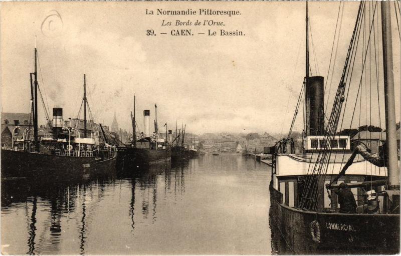 Carte postale ancienne Caen - Le Bassin - Les Bords de L'Orne à Caen