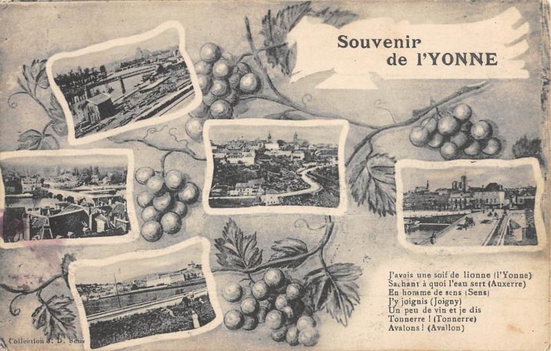 Carte postale ancienne Souvenir De L'Yonne