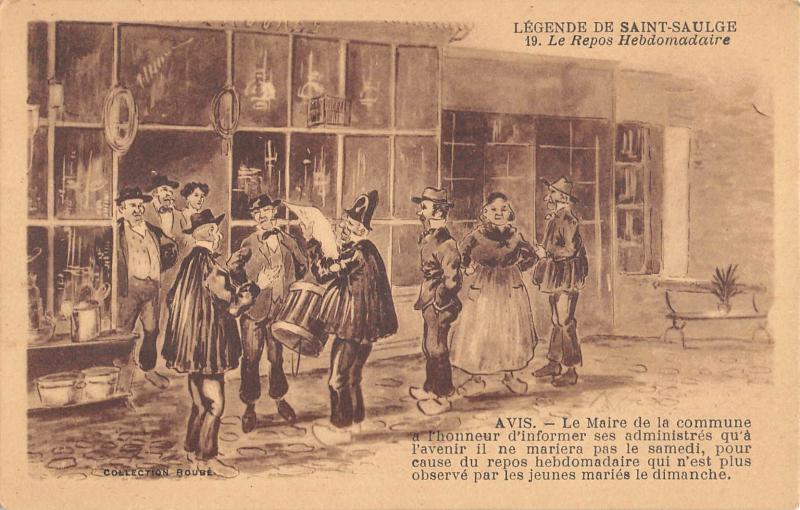 Carte postale ancienne Nievre - Cpa Illustrateur - Legende De Saint Saulge - Le Maire De La Comm à Saint-Saulge
