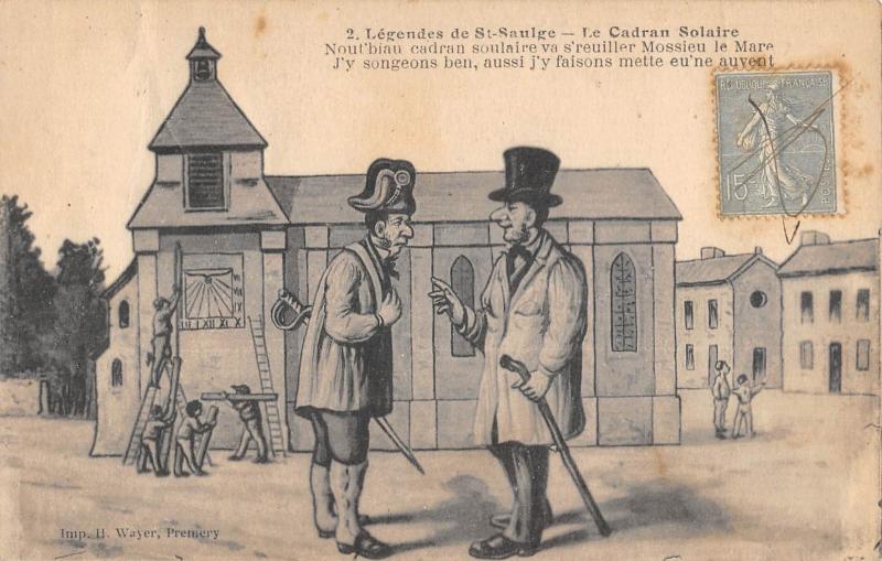 Carte postale ancienne Nievre - Cpa Illustrateur - Legendes De Saint Saulge - Le Cadran Solaire à Saint-Saulge
