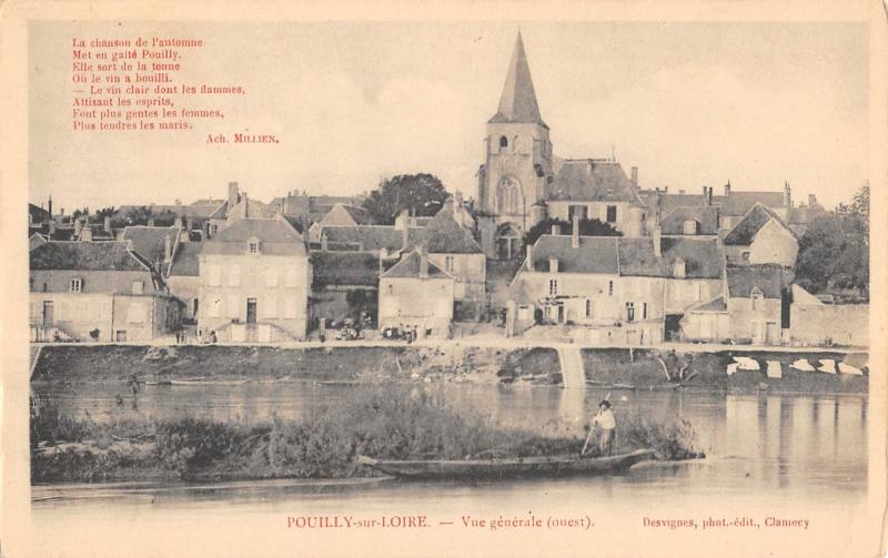 Carte postale ancienne Pouilly Sur Loire - Vue Generale Ouest à Pouilly-sur-Loire
