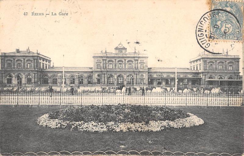 Carte postale ancienne Reims - La Gare à Reims