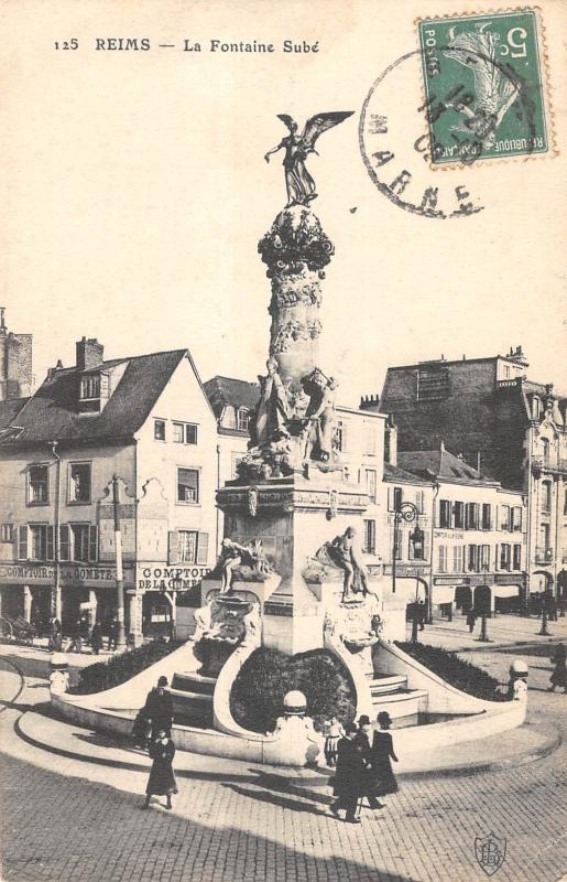 Carte postale ancienne Reims - La Fontaine Sube à Reims