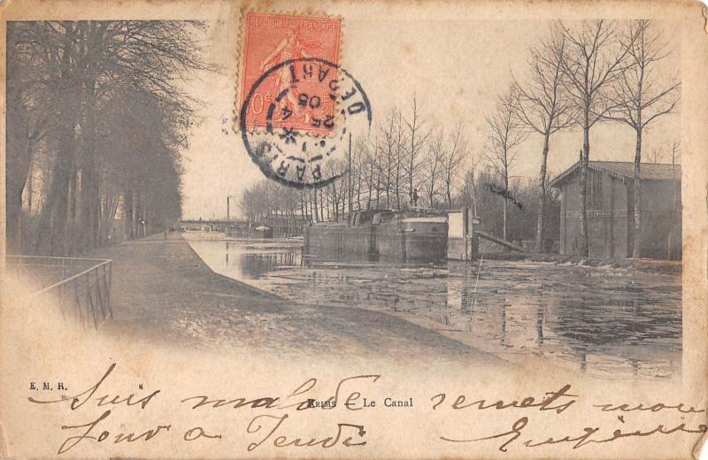 Carte postale ancienne Reims - Le Canal à Reims