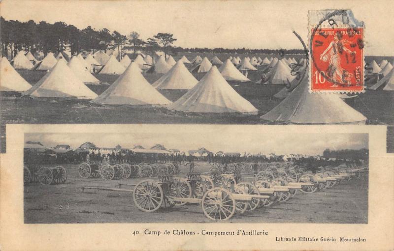 Carte postale ancienne Camp De Chalons - Campement D'Artillerie