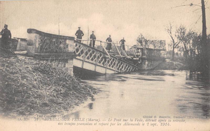Carte postale ancienne Breuil Sur Vesle - Le Pont Sur La Vesle à Breuil-sur-Vesle