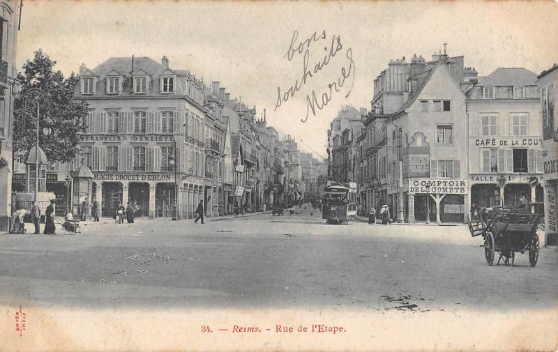 Carte postale ancienne Reims - Rue De L'Etape à Reims
