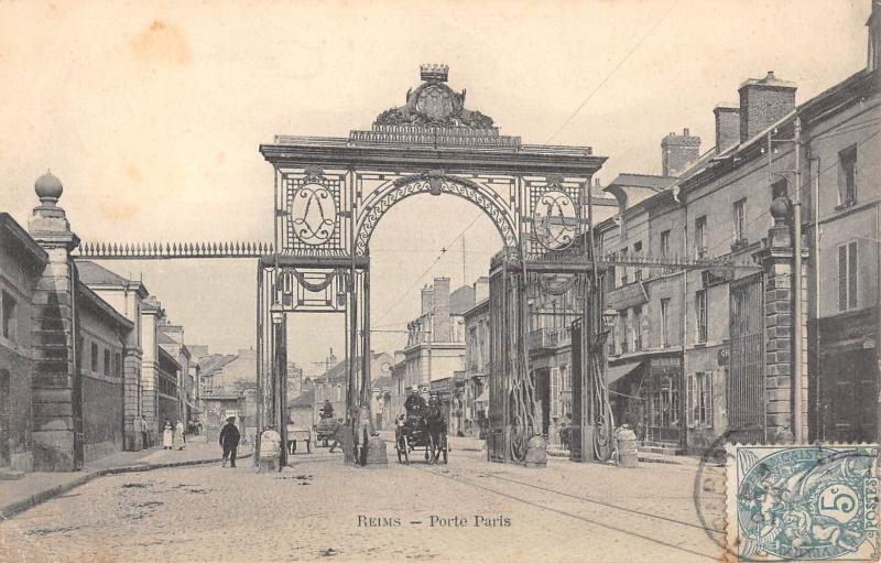 Carte postale ancienne Reims - Porte Paris à Reims