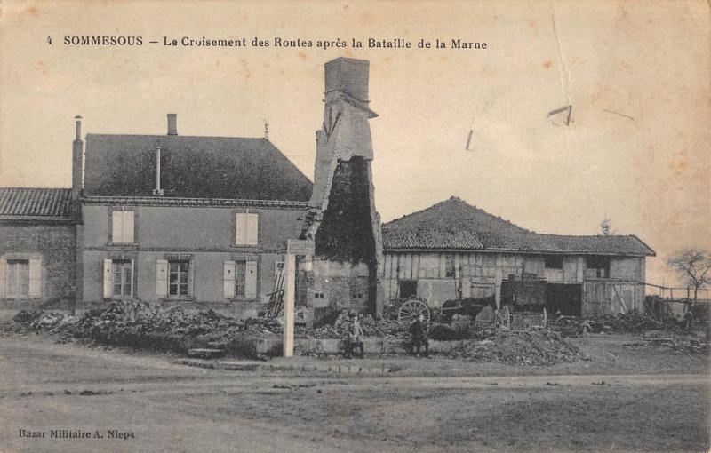 Carte postale ancienne Sommesous - Le Croisement Des Routes Apres La Bataille De La Marne à Sommesous
