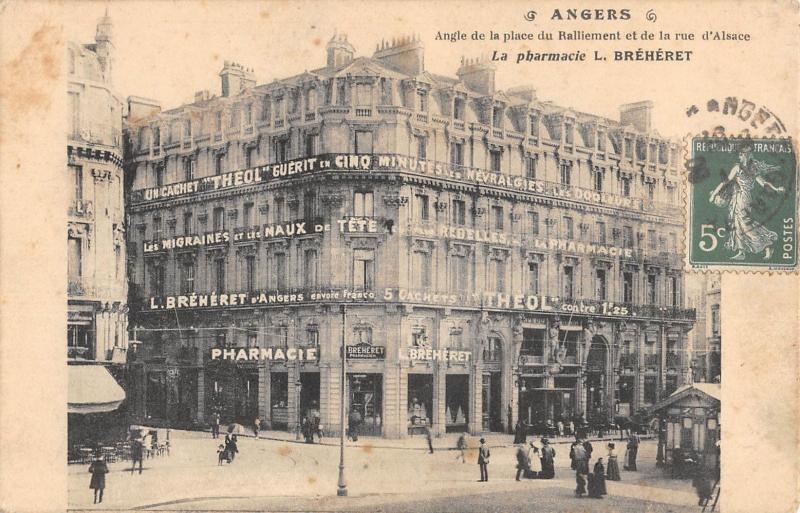 Carte postale ancienne Angers - La Pharmacie L.breheret à Angers