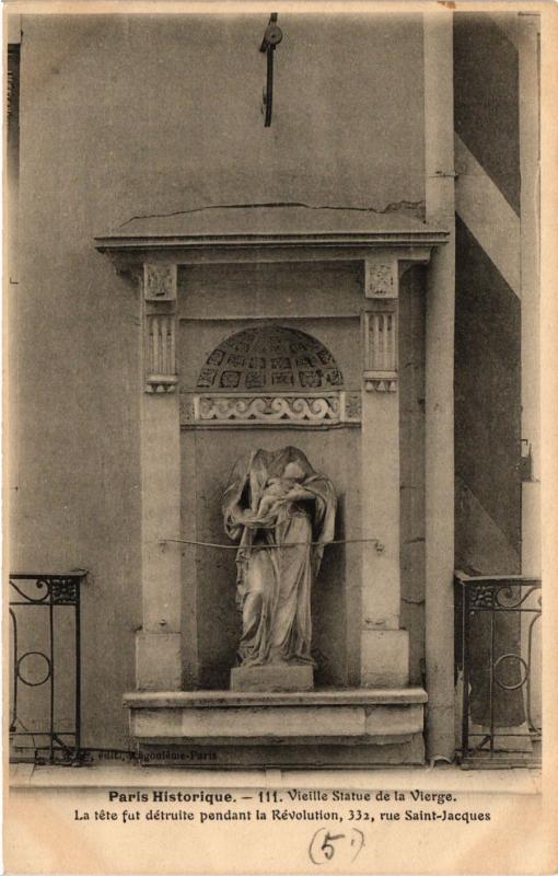 Carte postale ancienne Paris 5e-Vieille Statue de la Vierge à Paris 5e