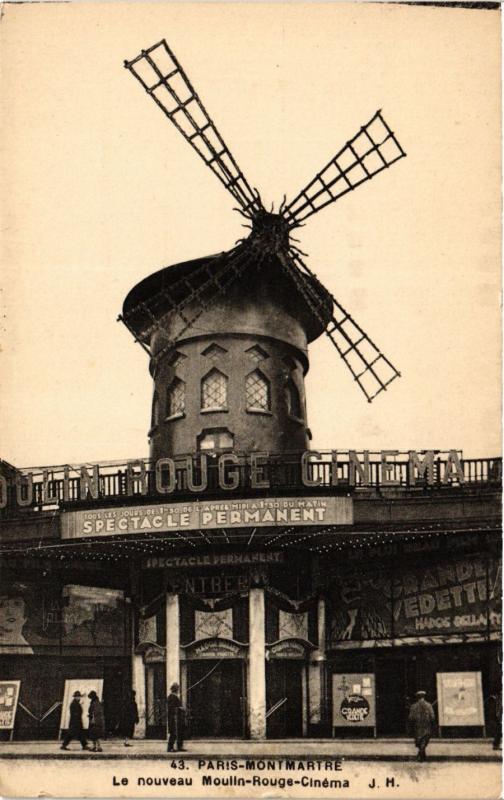 Carte postale ancienne Montmartre - Le nouveau Moulin-Rouge-Cinéma à Paris 9e