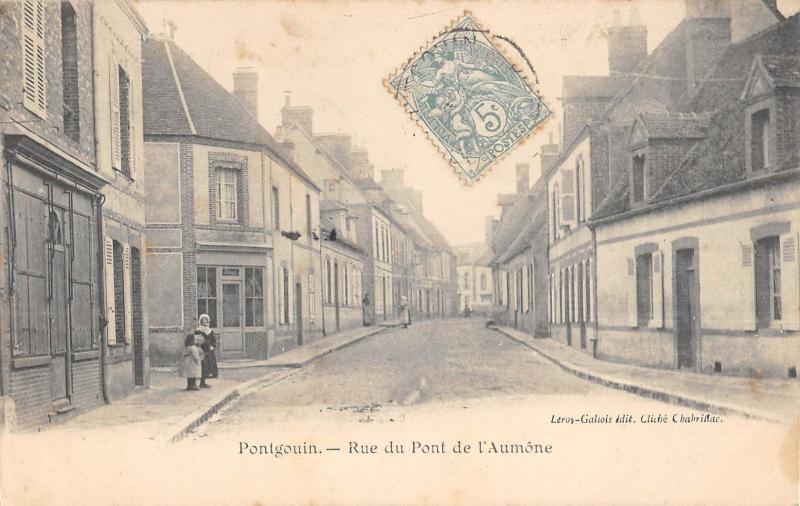 Carte postale ancienne Pontgouin - Rue Du Pont De L'Aumone à Pontgouin