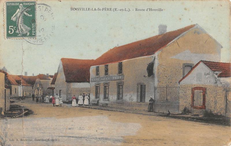 Carte postale ancienne Boisville La Saint Pere - Route D'Honville - cpa rare à Boisville-la-Saint-Père