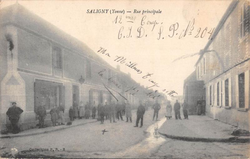 Carte postale ancienne Saligny - Rue Principale à Saligny