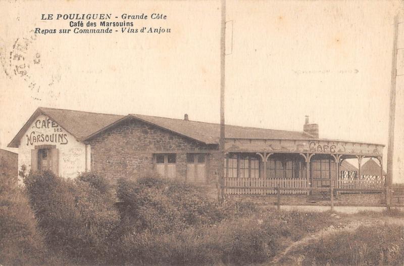 Carte postale ancienne Le Pouliguen - Grande Cote - Cafe Des Marsouins au Pouliguen