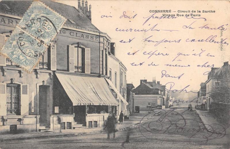 Carte postale ancienne Connerre - Circuit De La Sarthe - Virage Rue De Paris - cpa rare à Connerré