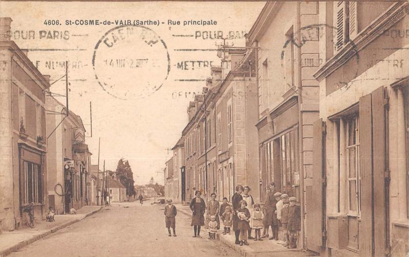 Carte postale ancienne Saint Cosme De Vair - Rue Principale