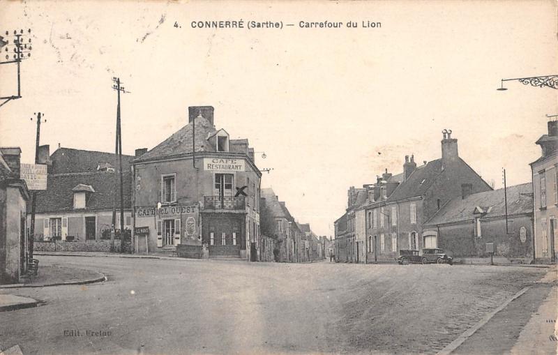 Carte postale ancienne Connerre - Carrefour Du Lion à Connerré