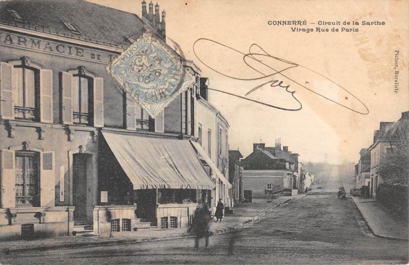 Carte postale ancienne Connerre - Circuit De La Sarthe - Virage Rue De Paris - cpa rare à Connerré