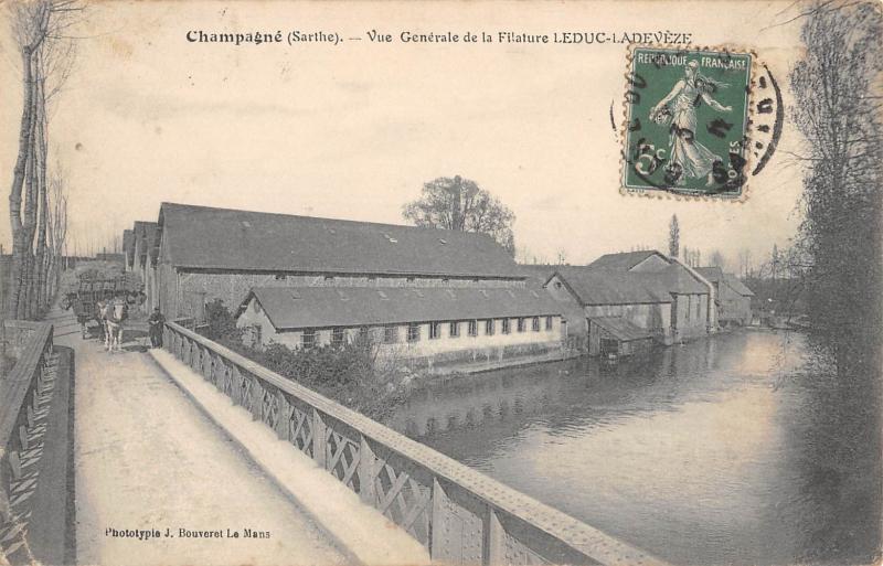 Carte postale ancienne Champagne - Vue Generale De La Filature Leduc Ladeveze à Champagné
