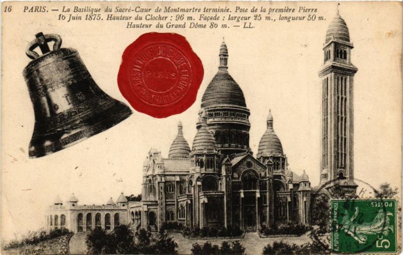 Carte postale ancienne La Basilique du Sacré-Coeur de Montmartre terminée à Paris 18e