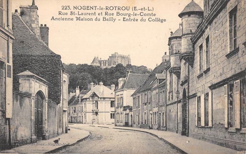 Carte postale ancienne Nogent Le Rotrou - Rue Saint Laurent Et Rue Bourg Le Comte - Entree Colle à Nogent-le-Rotrou