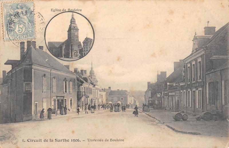 Carte postale ancienne Circuit De La Sarthe 1906 - Sortie De Bouloire à Bouloire