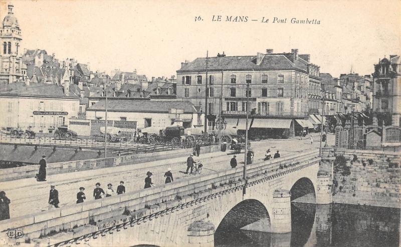 Carte postale ancienne Le Mans - Le Pont Gambetta au Mans