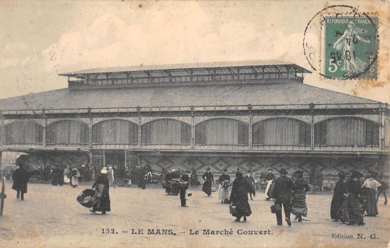 Carte postale ancienne Le Mans - Le Marche Couvert au Mans