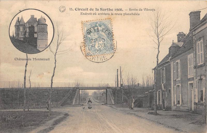 Carte postale ancienne Circuit De La Sarthe 1906 - Sortie De Vibraye à Vibraye