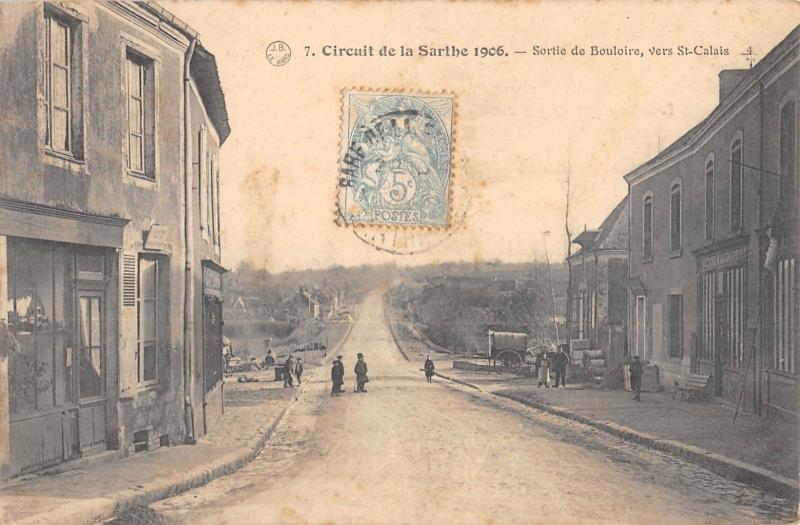 Carte postale ancienne Circuit De La Sarthe 1906 - Sortie De Bouloire - Vers Saint Calais à Bouloire